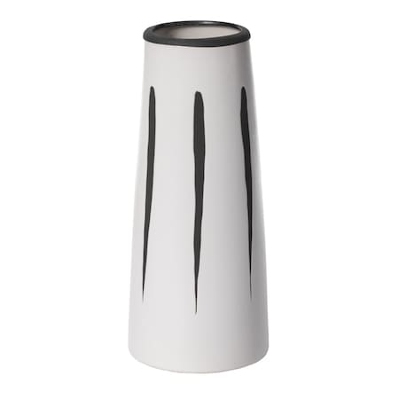 Fabulaxe 9.5 H Ceramic Modern Painted Brushstrokes Tapered Flower Table Vase, Black and White QI004060.L