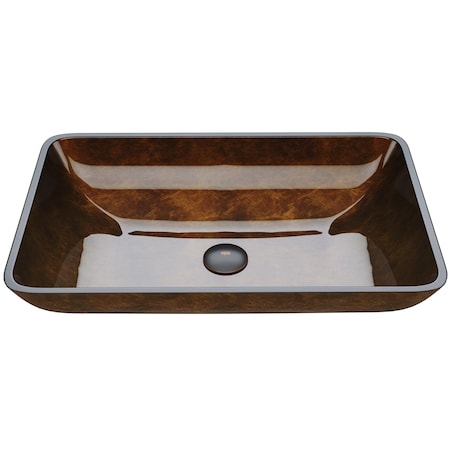 Vigo Artistic Chocolate Brown Glass 22 in. L x 15 in. W x 5 in. H Rectangular Vessel Bathroom Sink VG07047