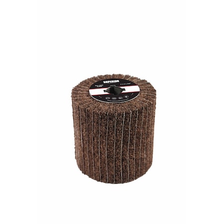 Superior Abrasives SATIN DUPLEX FLAP DRUM HEAVY DUTY AO 4" X 4" X 3/4" QUAD KEYWAY 120 GRIT A026189