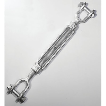 Baron Mfg Co 19-5/8X9 Turnbuckle, 3500 Lb Working Load, 5/8 In Thread, Jaw, Jaw, 9 In L Take-Up, Galvanized Steel 19589