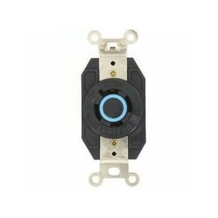 Leviton Flanged Locking Receptacle, L18-20R, 20 A, 120/208V AC, Three Phase, 4 Pole, Flush Mount, Black 2440