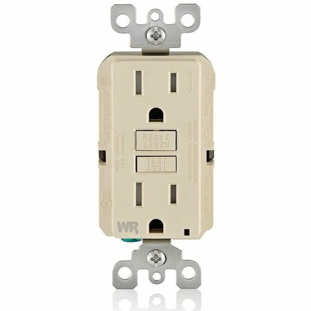 Leviton Self-Test GFCI Receptacle, Tamper Resistant Duplex, 15 Amp, 125 Volt, 5-15R NEMA GFWT1-T