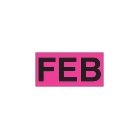 Bubblefast 3 x 6'' - ''FEB'' Fluorescent Pink Months of the Year Labels BFDL6722