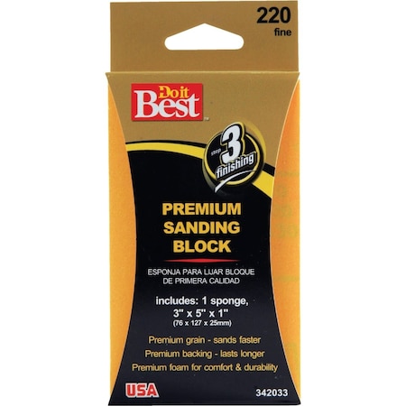 Do It Best Premium 3'' x 5'' x 1'' 220 Grit Fine Sanding Sponge 7343004
