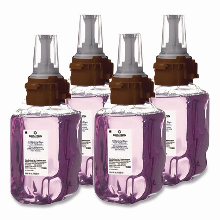 Brighton Professional Antibacterial Foaming Hand Soap Refill for ADX-7 Dispenser, Plum Scent, 700 mL, 4PK BPR50956