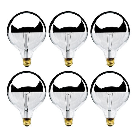 Bulbrite 60-Watt G40 Incandescent Light Bulb Medium Base (E26) Half Chrome 2700K, 6PK 862026