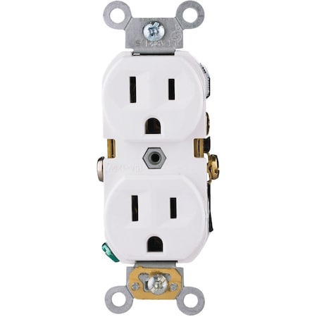 Leviton 15A White Shallow Commercial Grade 5-15R Duplex Outlet S02-0BR15-0WS