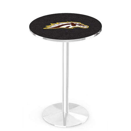 Holland Bar Stool Co 42" Chrome Western Michigan Pub Table, 36" dia. Top L214C4236WestMI
