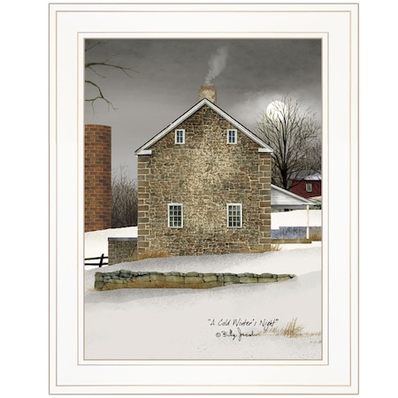 Homeroots Cold Winters Night 1 White Framed Print Wall Art 407302