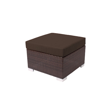 Bfm Seating Aruba Wicker Outdoor Ottoman with Sunbrella Cushion PH5106JV-57014