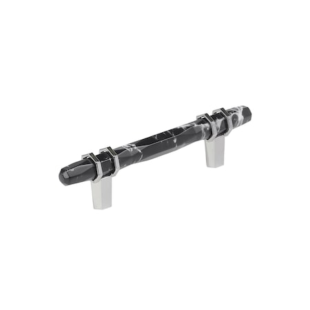 Amerock Carrione 3-3/4 inch 96mm Center-to-Center Marble Black/Polished Chrome Cabinet Pull BP36648MBK26