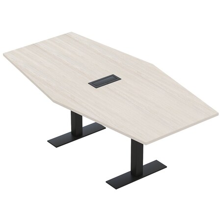 Skutchi Designs 6ft Conference Table With Power Unit | 6 Person Modular Hexagon Meeting Table | Harmony Series HAR-HEX.IR-48X72-T.BK-K458-EBLK