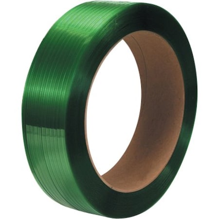 Partners Brand Polyester Strapping, Smooth, 16" x 3" Core, 1/2" x 2900', Green, PK2 PS4224G