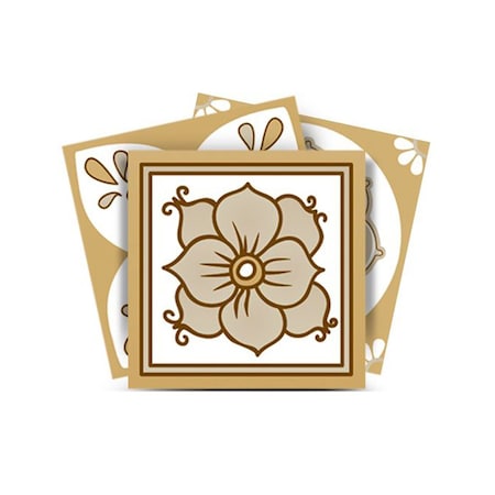 Homeroots 7" X 7" Vintage Brown And White Peel And Stick Removable Tiles 390901