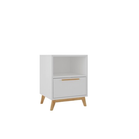 Homeroots Modern White And Natural Flair Night Stand 389026