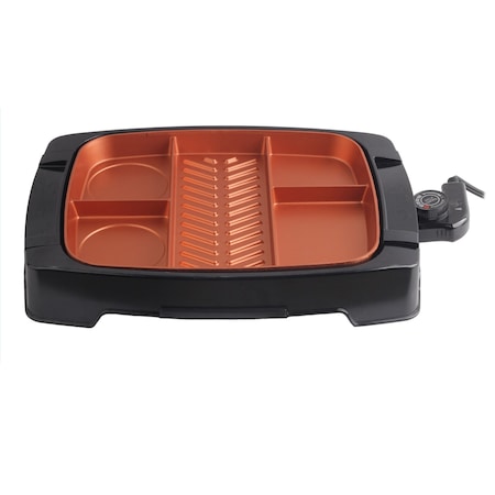 Brentwood Industries Multi-Portion Electric Indoor Grill with Non-Stick Copper Coating TS-825