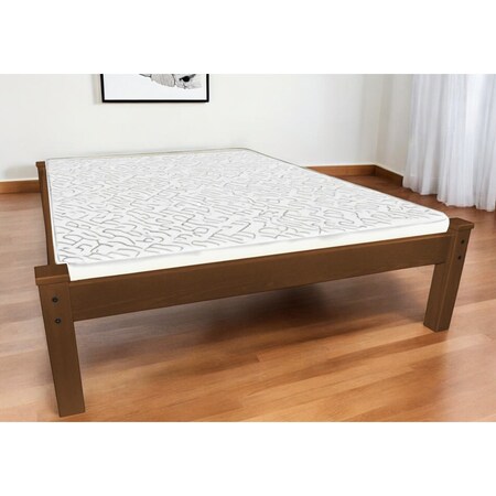 Homeroots Brown Solid Wood Queen Bed Frame 546717