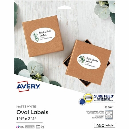 Avery Printable Blank Oval Labels, 1.5", PK450 22564