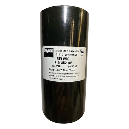 Dayton Motor Start Capacitor, 165V, 4-3/8 In. H 6FLV5