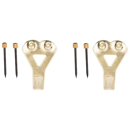 Prosource Picture Hanger, 50 lb, Steel, Polished Brass, Brass, Nail-In Mounting PH-122272-PS