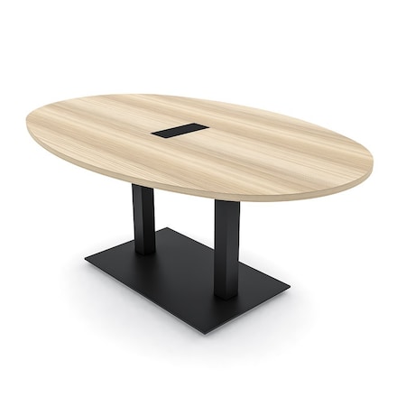 Skutchi Designs Boval Conference Table With Power Unit, 48 in W, 72 in L, Brown HAR-BOVL-48X72-DOU.BK-K525-EBLK