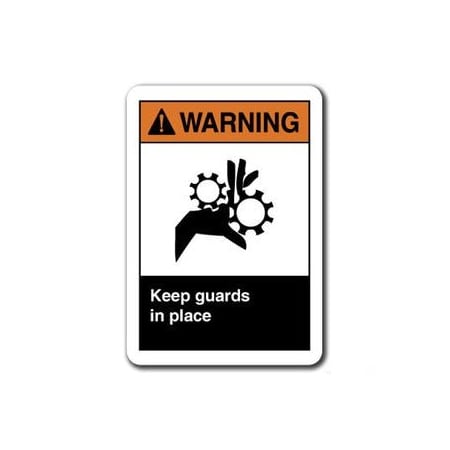 Signmission 10 in Height, Plastic, 10" x 7", ANSI-710WS Keep Guards In Place ANSI-710WS Keep Guards In Place