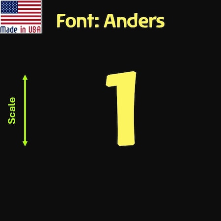 Aacc Self-Adhesive Vinyl Number: 1, Size: 17 in. Color: Yellow Font: Anders, 24PK AACC-Anders-N1-Yellow-I17x24