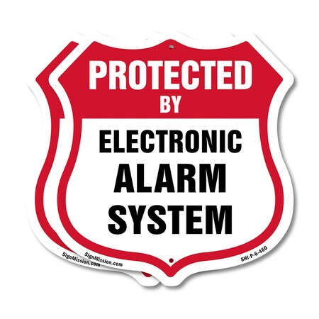 Signmission Security Alarm Shield Sign Protected By, 6 inch X 6 inch, Plastic Sign, 2PK SHI-P-2PACK-6-460