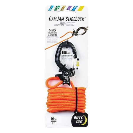 Nite Ize Cord Tightener, 10 ft L, Black, 4 mm dia. CJSLS-0131-R3