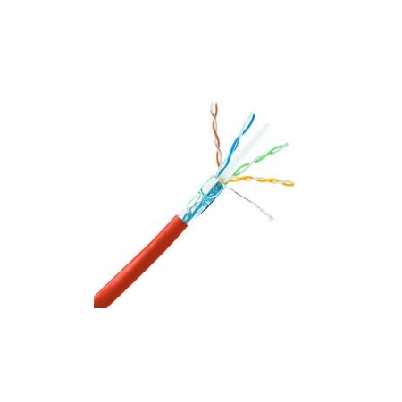 Cable Wholesale Plenum Shielded Cat6a Red Copper Ethernet Cable, 10 Gigabit Solid, CMP, 500Mhz, 23 AWG, 1000ft 14X6-571NH