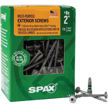 Spax No.8x2'' T20 Plus Wafer Head HCR-X, Exterior Rated Wood Screw, 140 Ct. 4281670400504