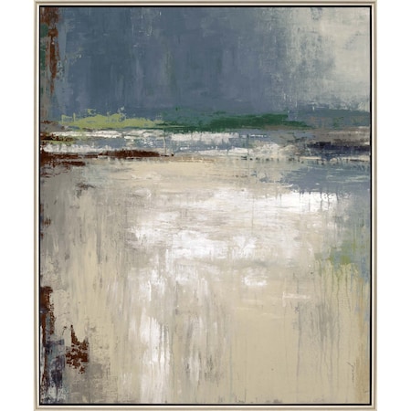 Homeroots Abstract Landscape Silver Floater Frame Print Wall Art 525208