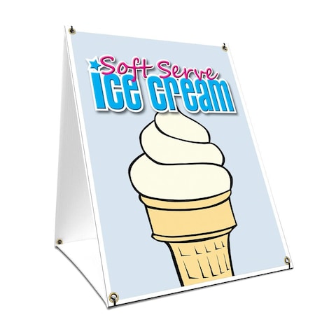 Signmission Soft Serve Vanilla Ice Cream, 36 Inch x 24 Inch A-frame Yard Sign, Plastic Sign SBC-2436-Soft Serve Vanilla Ice Cream
