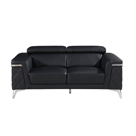 Homeroots 70in White and Silver Italian Leather Loveseat 720577