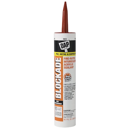 Dap High Performance Intumescent Acrylic Sealant, 10.1 oz, Cartridge, Reds, Acrylic Base 18858