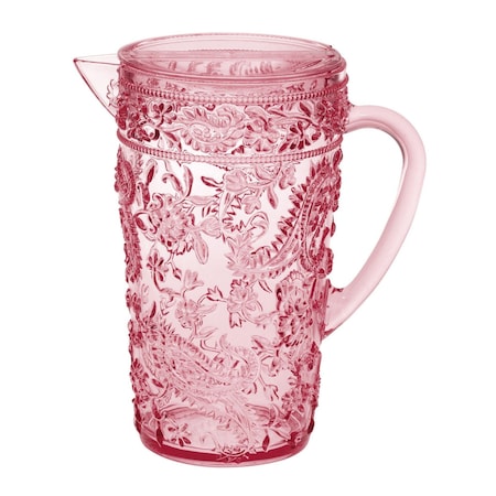 Homeroots 2.5 Quart Pink Paisley Acrylic Pitcher 523319