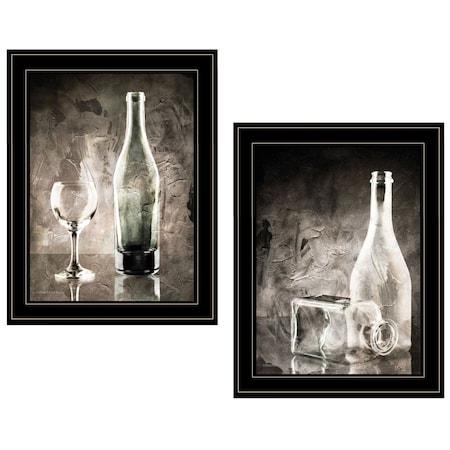 Homeroots Set Of Two Moody Gray Glassware Still Life 3 Black Framed Print Kitchen Wall Art, 2PK 406132