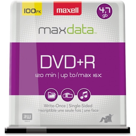Maxell DVD+R 16X DVD+R WRITE ONCE 4.7GB UP TO 120 MIN RECORDING 100PK SPINDLE, 100PK 639016
