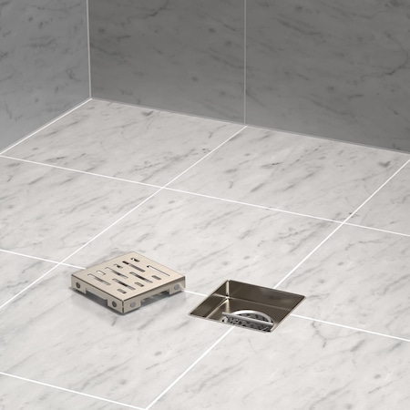 Hydroware Square Shower Drain, C06 Brushed, 4 Inches HYD-0015