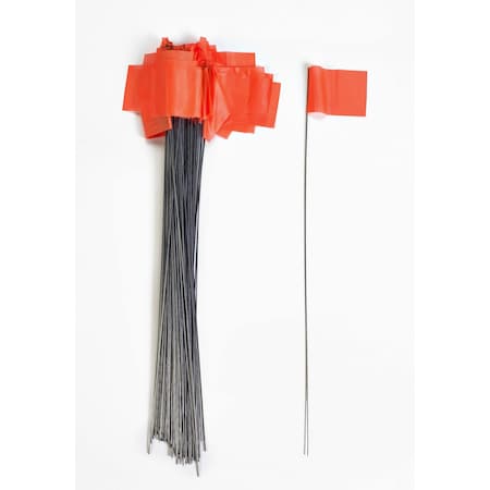 Mutual Industries Wire Marking Flags GLO ORANGE 21in, 1000PK 15901-145-21