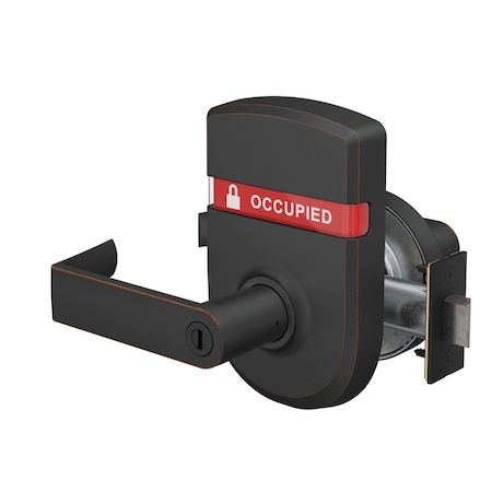 Schlage Grade 1 Bed Bathroom Privacy Cyl Lock, Rhodes Lever, 3-7/16in Rose Diameter, Aged Bronze, Left-Hand ND40S RHO 643E LH OS-OCC