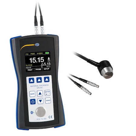 Pce Instruments Material thickness meter, 3-300 mm probe with 2.5 MHz sensor (to 122 deg F) and Bluetooth/USB PCE-TG 300-NO2