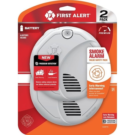 First Alert Smoke Alarm with Voice Alerts, Photoelectric Sensor, Alarm: Voice, 2PK 1046772