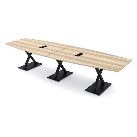 Skutchi Designs Boat Conference Table With Power, 48 in W, 144 in L, Brown HAR-BOT-48x144-DOU.BK-K525-EBLK