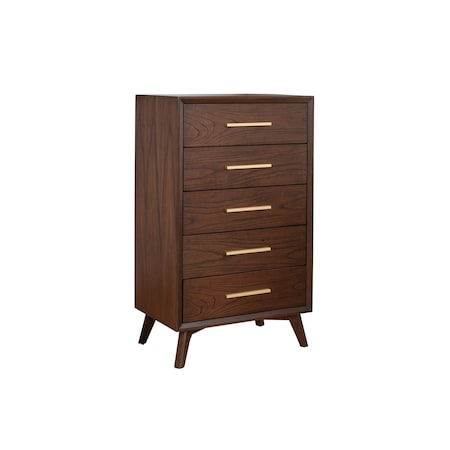 Homeroots 28" Walnut Solid Wood Five Drawer Chest 524124