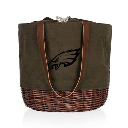 Picnic Time Family Of Brands NFL Philadelphia Eagles - Coronado Canvas and Willow Basket Tote 203-00-140-244-2