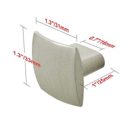 Utopia Alley 1.3 in. Rhonda Contoured Square Cabinet Knob, Brushed Nickel, 10PK HW208PLBN021-10