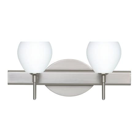 Besa Lighting Tay Tay Vanity, Opal Matte, Satin Nickel Finish, 2x5W LED 2SW-560507-LED-SN