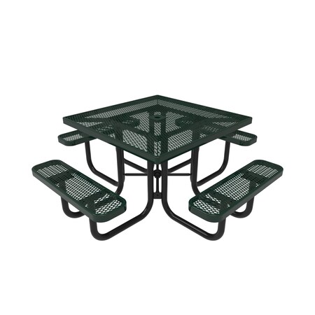 Mytcoat 46in Square Portable Outdoor Table, Green, Seats 8, Expanded Metal, Industry Standard Coating 804077