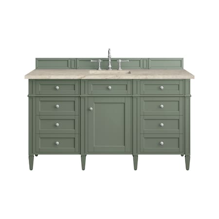 James Martin Vanities Brittany 60" Single Vanity, Smokey Celadon, w/ 3 CM Tajnar Eclos Top w/FreePower Wireless Charger 650-V60S-SC-FTJR